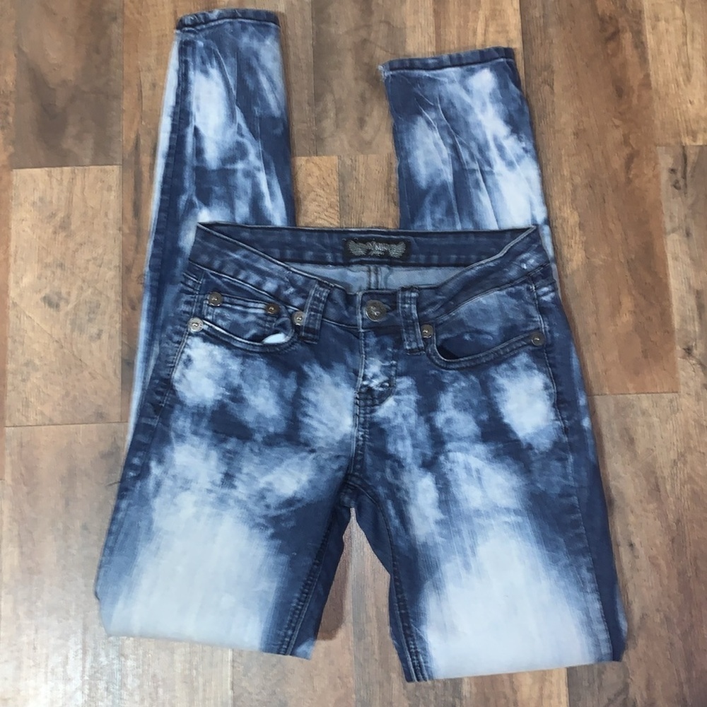 Y2K Acid Washed Bleached Denim Jeans Size 0 Juniors Women’s Retro Fit - Picture 1 of 17